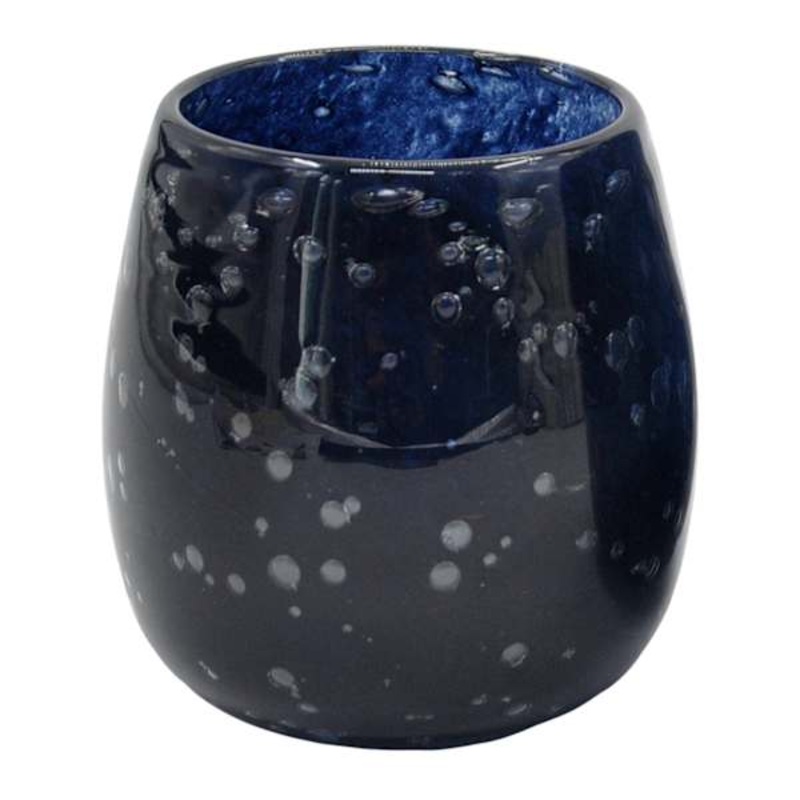 Ty Pennington Navy Blue Oval Glass Vase, 5″