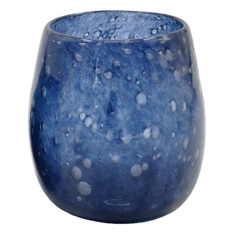 Ty Pennington Oval Navy Blue Glass Vase, 6″