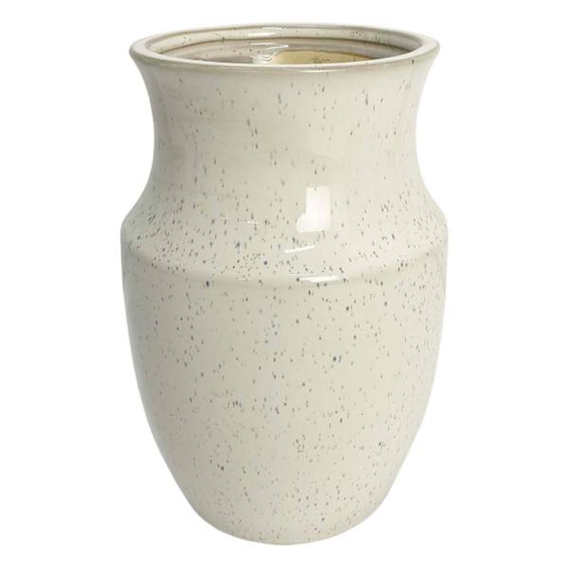Ty Pennington White & Blue Speckled Porcelain Vase,  8″