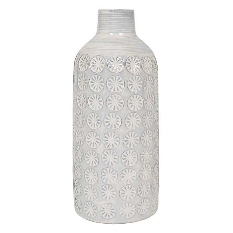 Ty Pennington White Embossed Ceramic Vase, 12″