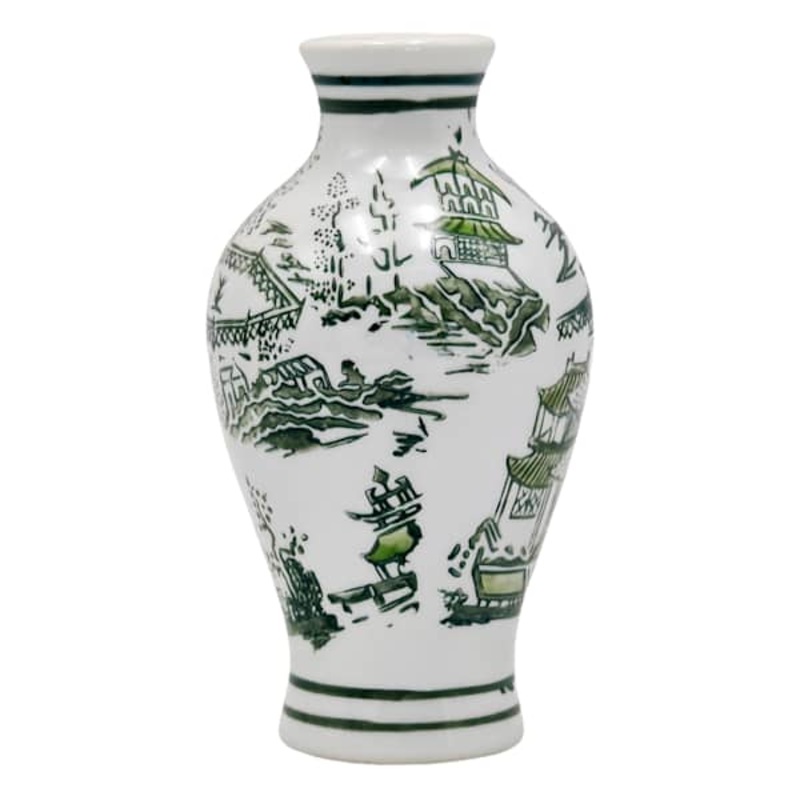 Vintage Chinoiserie Porcelain Vase, 6″
