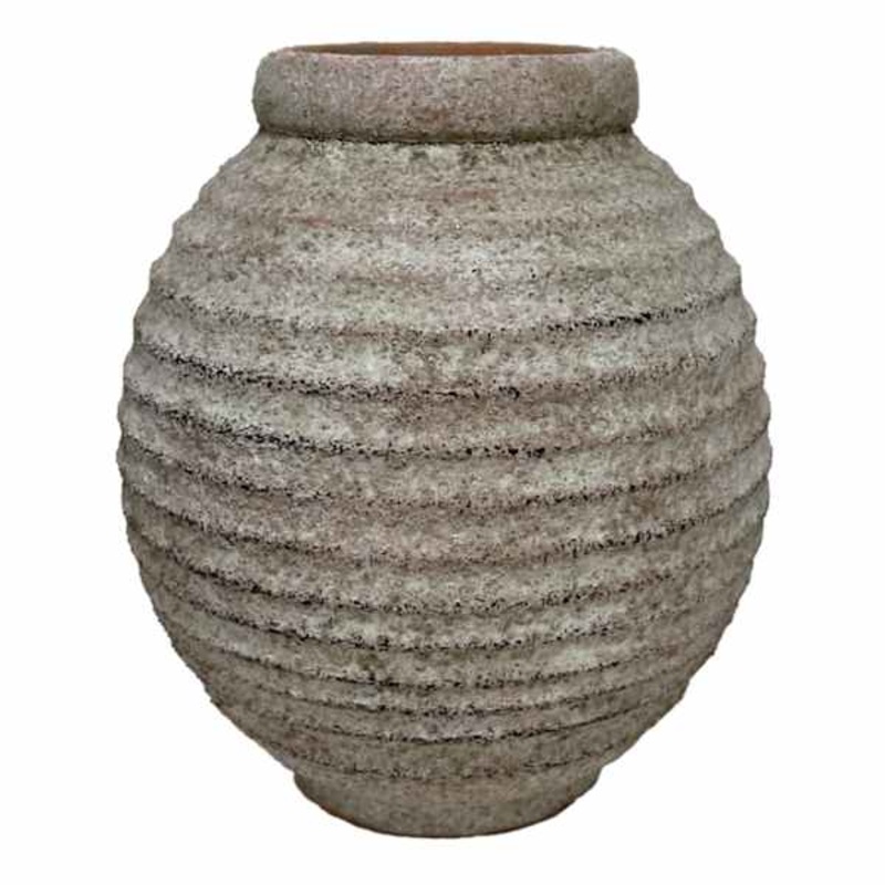 Washed Tan Ceramic Vase, 7″