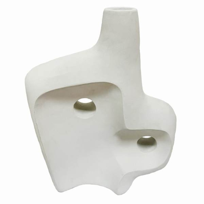 White Abstract Vase, 10″