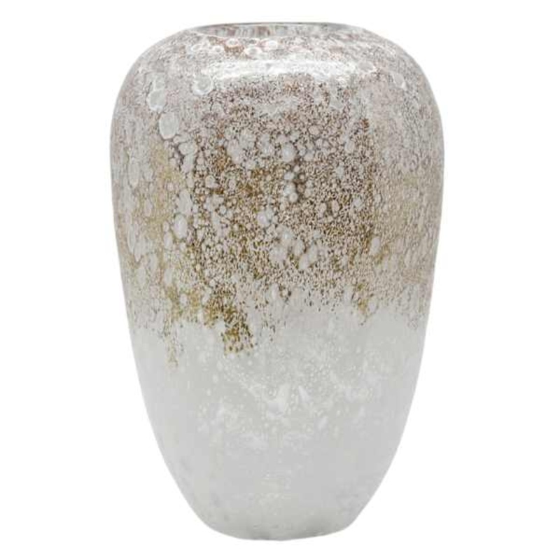 White and Metal Ombre Glass Vase, 10″