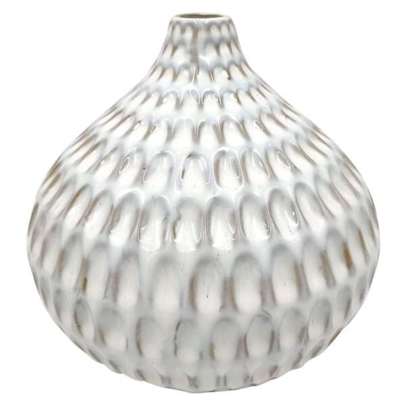 White Ceramic Dipped Vase, 7″