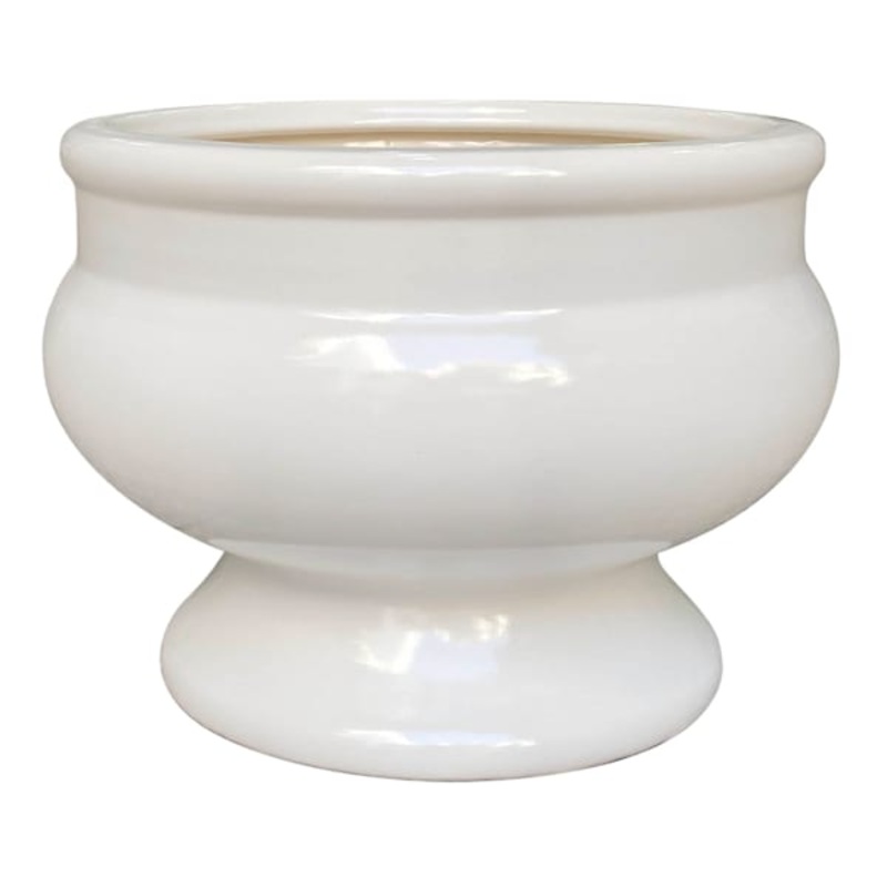 White Ceramic Pedestal Vase, 7″