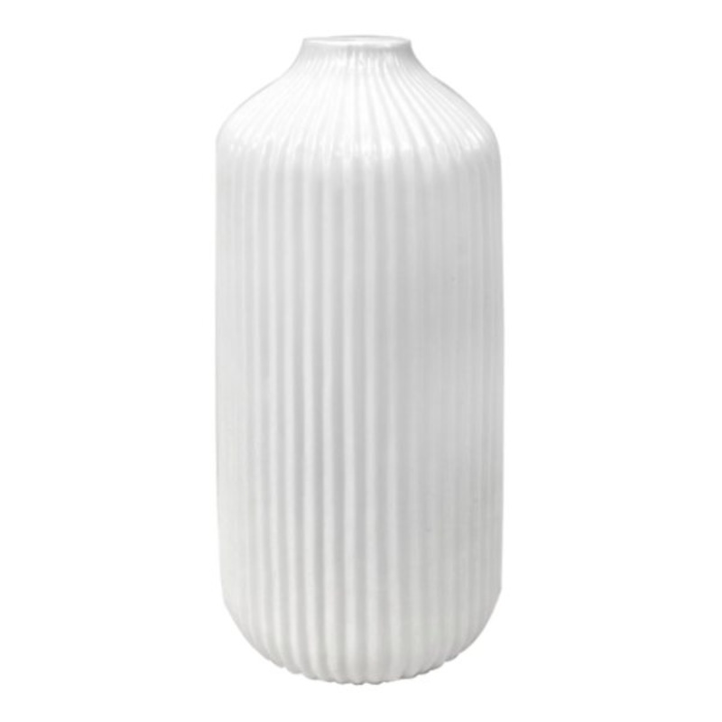 White Ceramic Vase, 8.5″