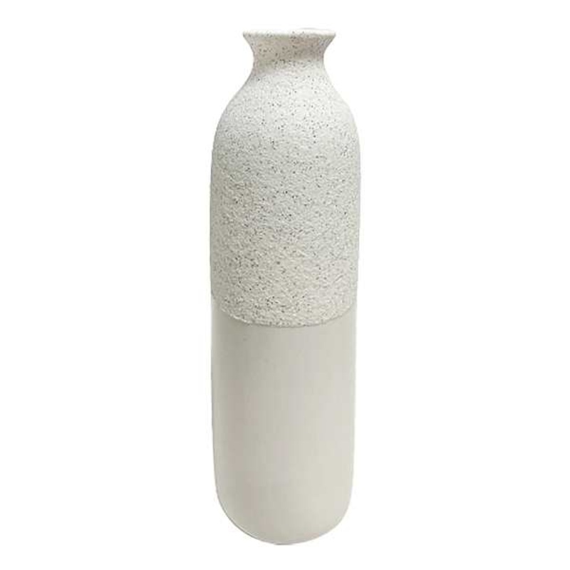 White Ceramic Vase, 9.3″