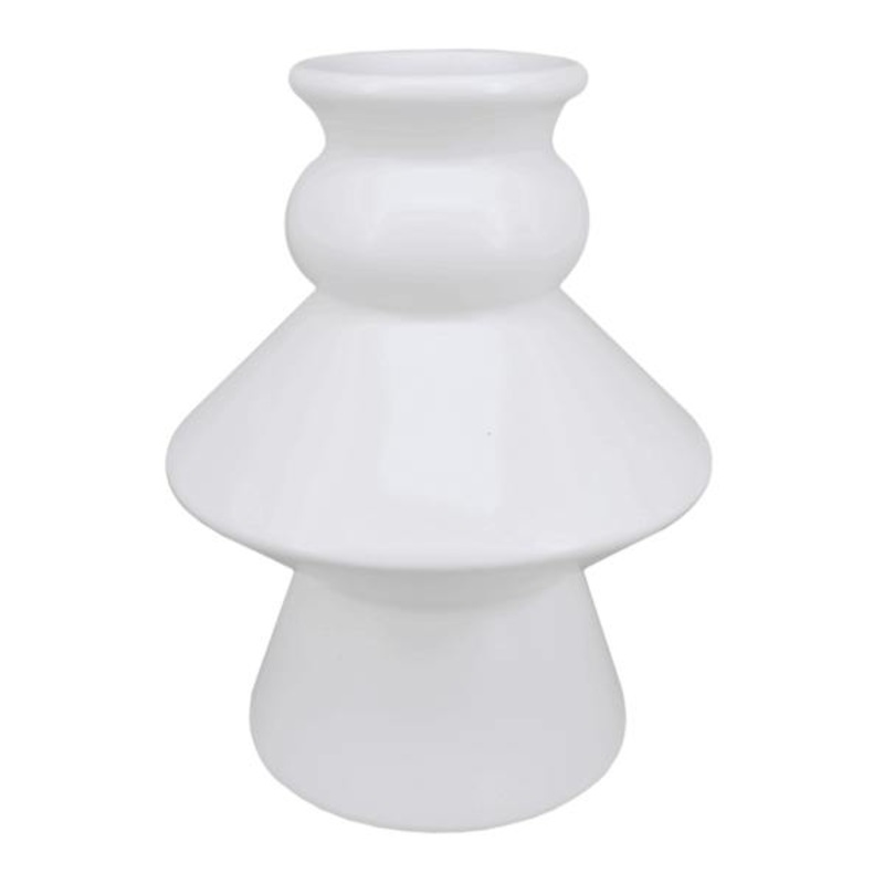 White Ceramic Vase, 9.7″