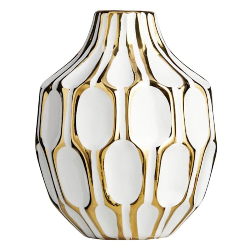 White & Gold Katherine Ceramic Vase, 5.5″
