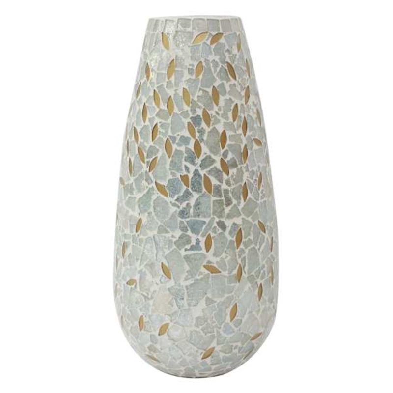 White & Gold Mosaic Vase, 12×6