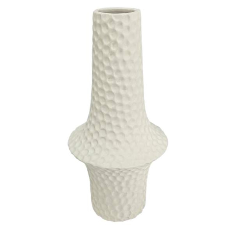 White Hammered Vase, 10″