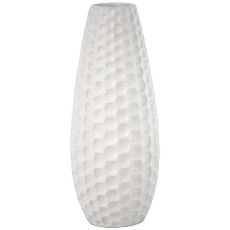 White Honeycomb Ceramic Vase, 12″