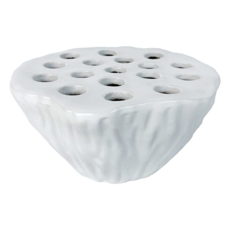 White Lotus Ceramic Vase, 3″