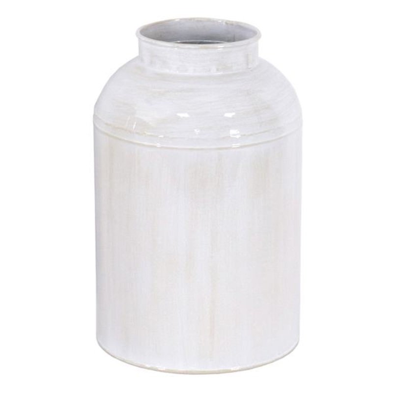 White Metal Vase, 11″