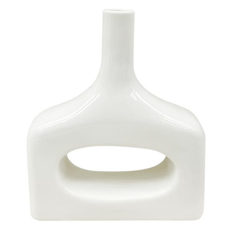 White Open Ceramic Vase, 7″