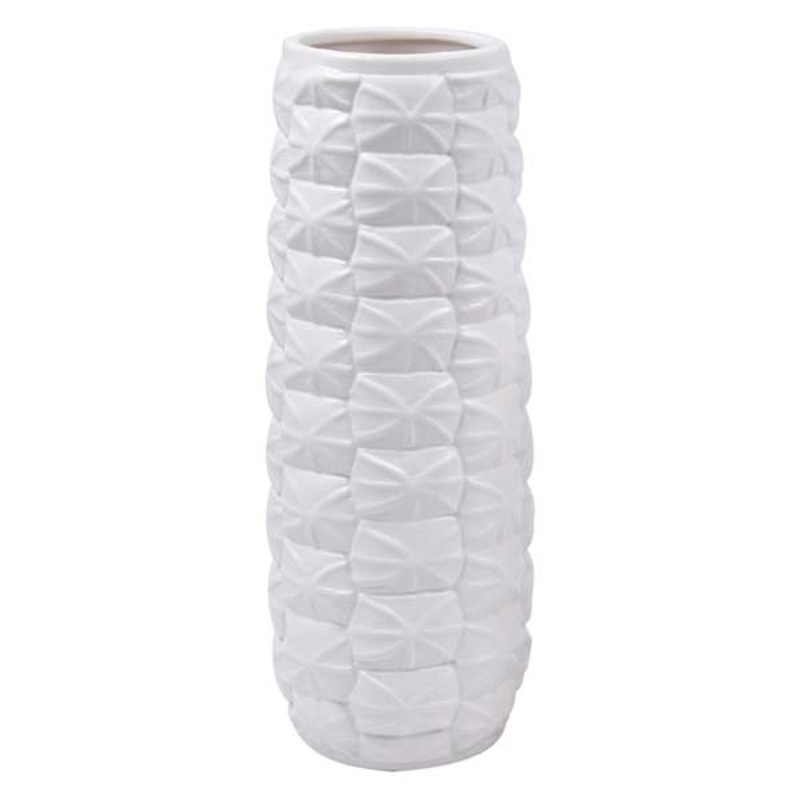 White Origami Design Ceramic Vase, 10.5″