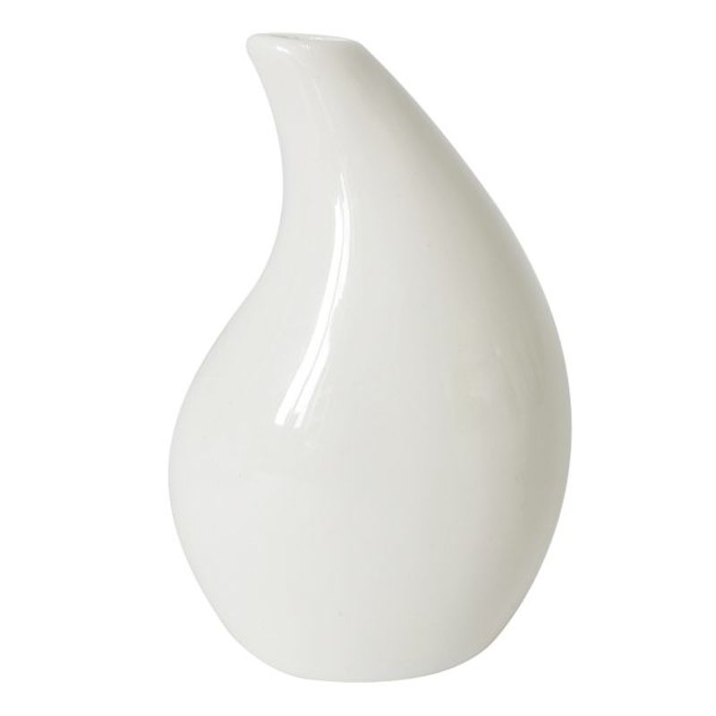 White Raindrop Ceramic Bud Vase, 5″