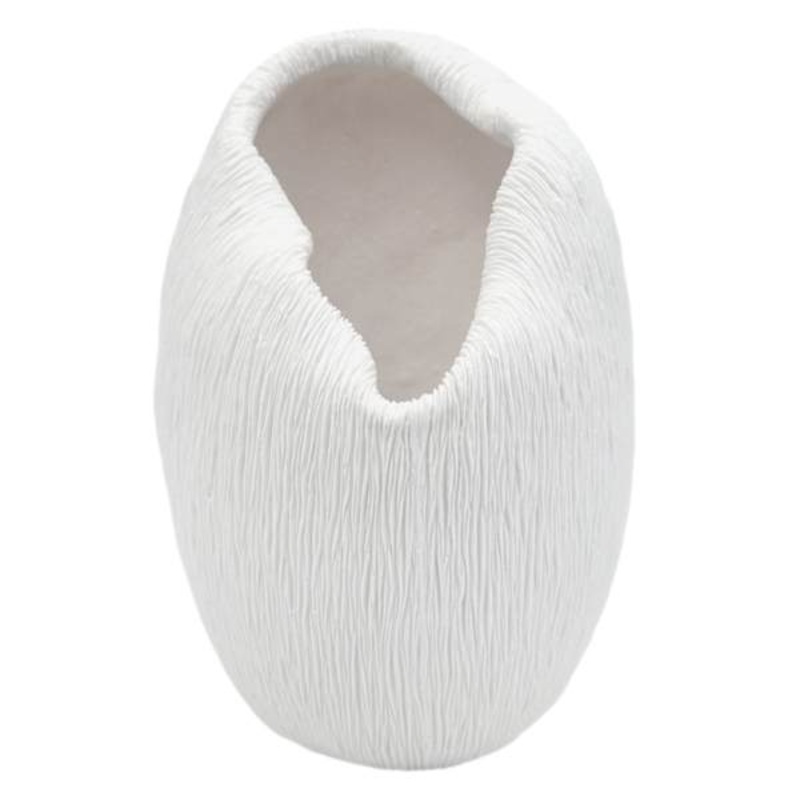 White Resin Vase, 10.5″