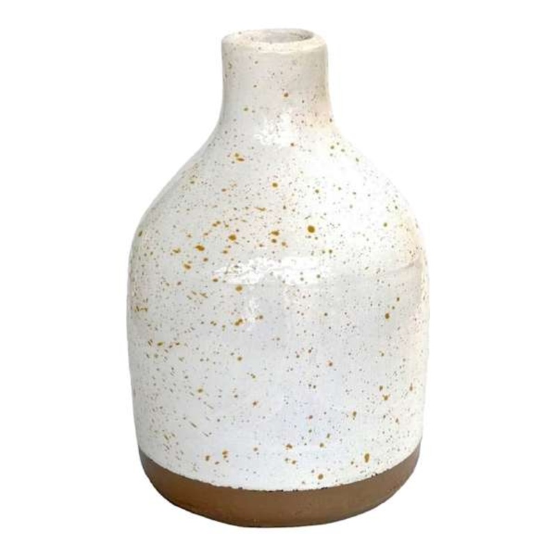 White Speckled Clay Vase, 5″