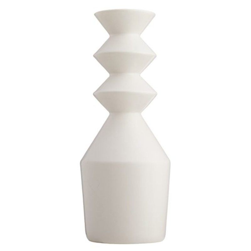 White Stacked Ceramic Vase, 11″