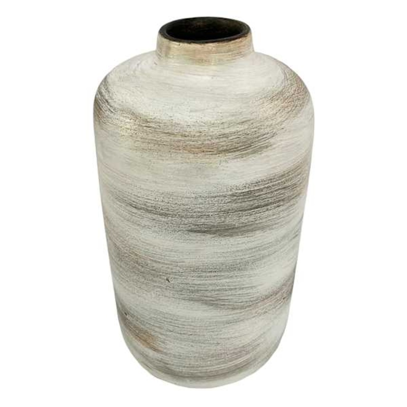 White & Terracotta Ceramic Vase, 7.5″