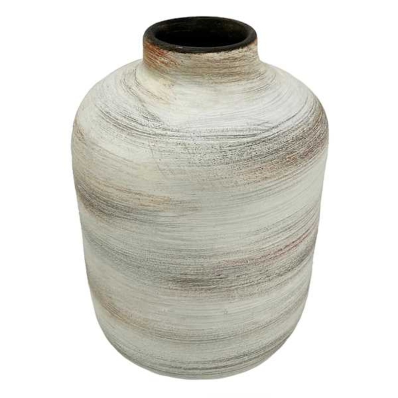 White & Terracotta Ceramic Vase, 8″
