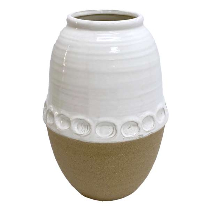 White Terracotta Vase, 10″