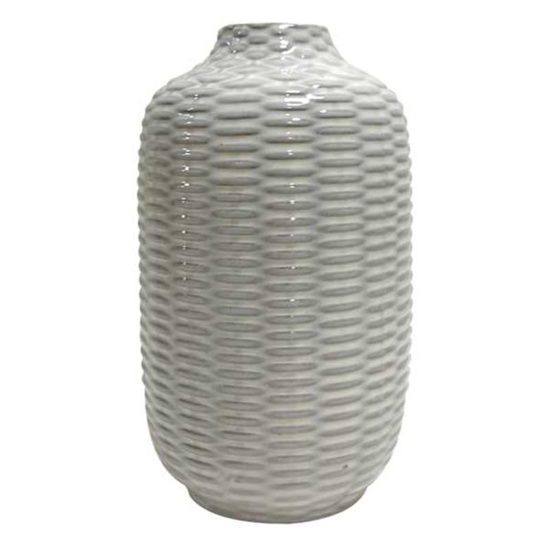 White Textured Ceramic Vase, 7″