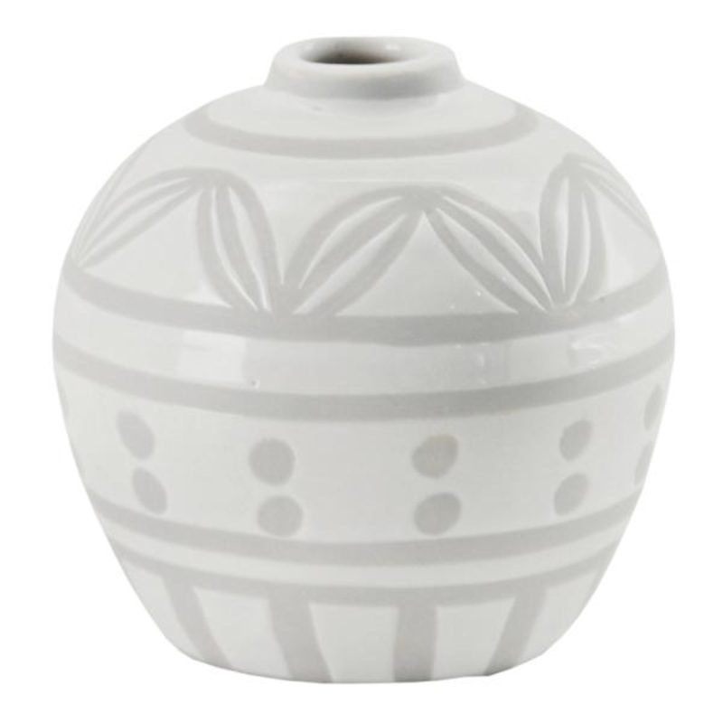 White Two-Tone Ceramic Vase, 4″