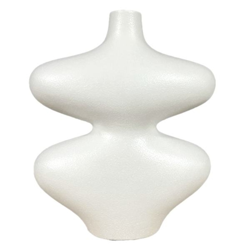 White Wavy Ceramic Vase, 9″