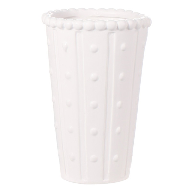Willow Crossley White Ceramic Dot Vase, 12″