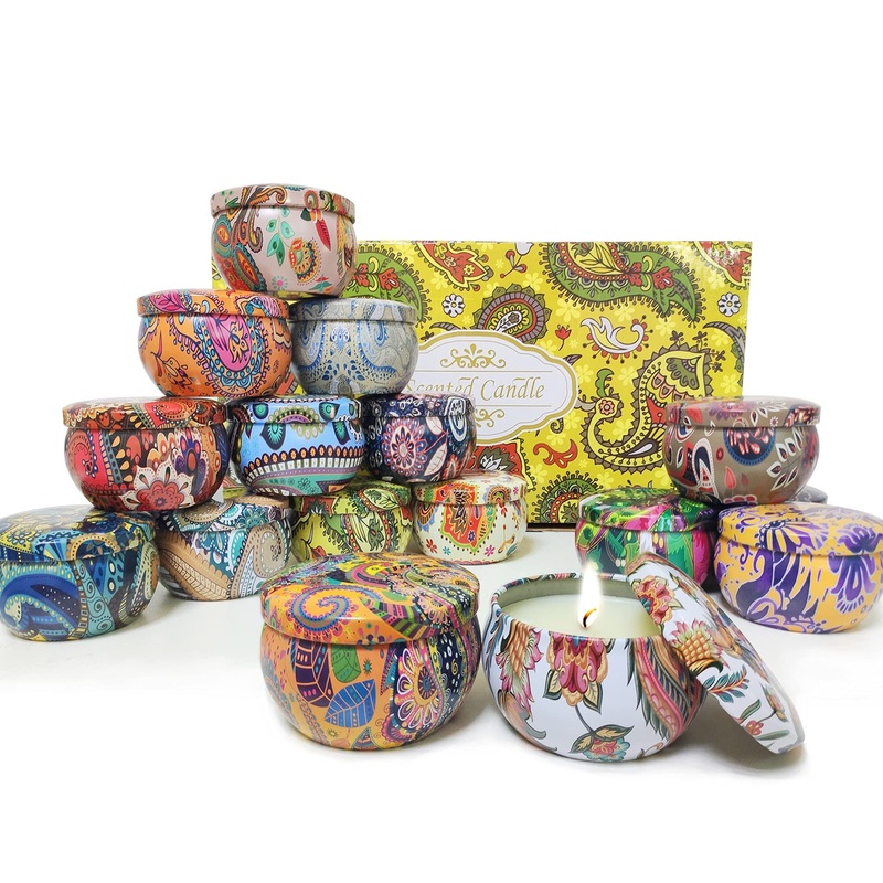16 pieces fragrance candles gift set topsics 2.8oz fragrance candle set for women natural soy wax aromatherapy candles set for Mother’s Day Christmas Valentine’s Day fragrance candle vanilla/lavender 16 pack white -16 pieces 2.8oz