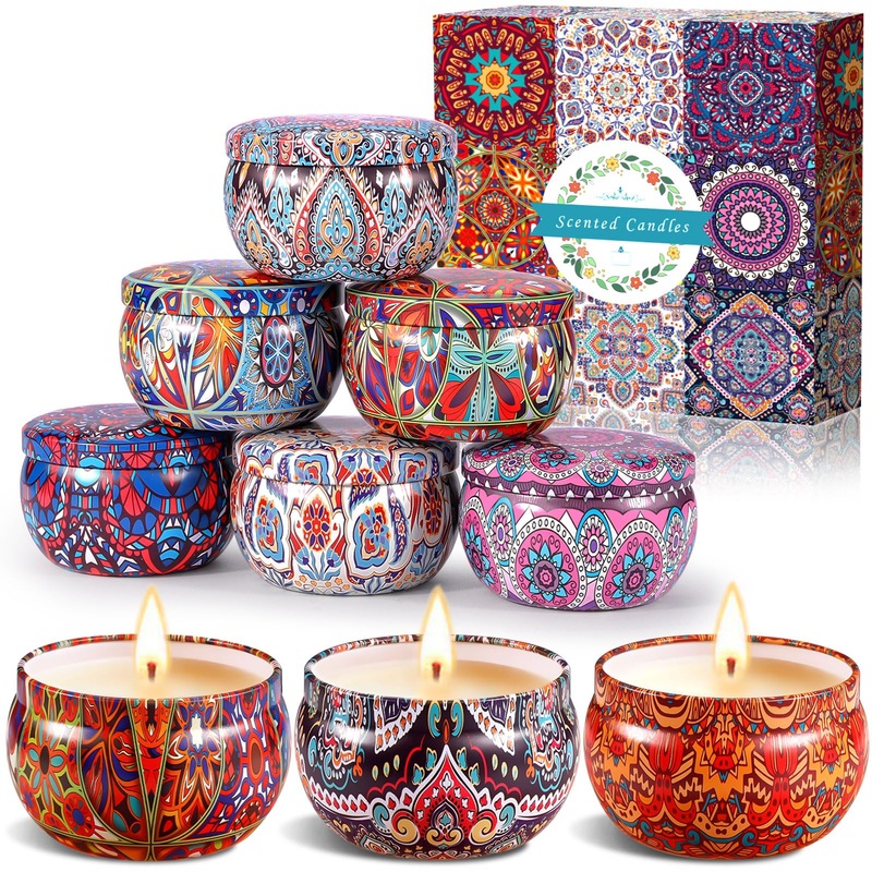 Amzeeniu scented candle set 9 pieces of flowers aroma candles aromatherapy candles natural soy wax fragrance candles set gift set for Christmas birthday gift bath anniversary women gifts/yoga