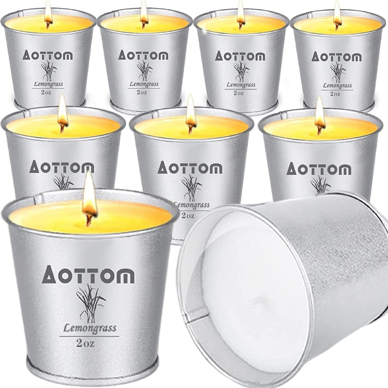Aottom citronella candle outdoors lemon candles natural soy wax lemon grass fragrance candles Outdoor 12 -hour x 9 candlelight for garden picnic camping terrace