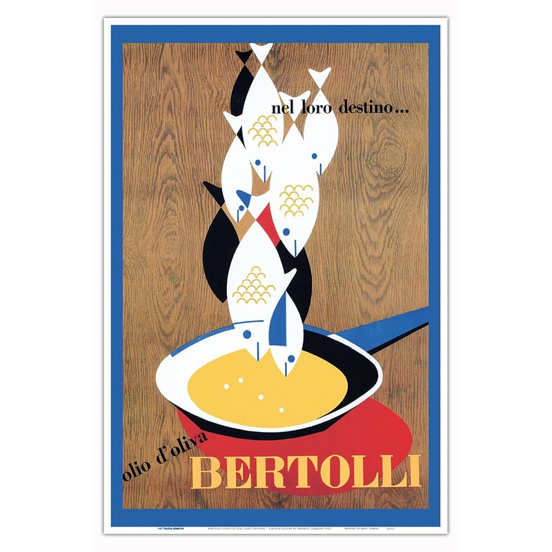 Bertolli Olive Oil (Olio d Oliva) Nel Loro Destino – Vintage Advertising Poster by Erberto Carboni c.1953 – Master Art Print (Unframed) 12in x 18in 12 x 18 in Poster Print