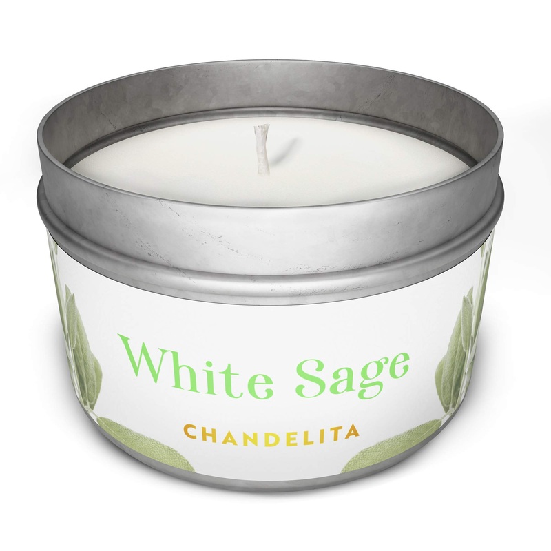 Chandelita White Sage fragrance candle for the blessing and energy of the environment with soy wax for cleaning relaxation meditation and healing of chakra – discover the sentence