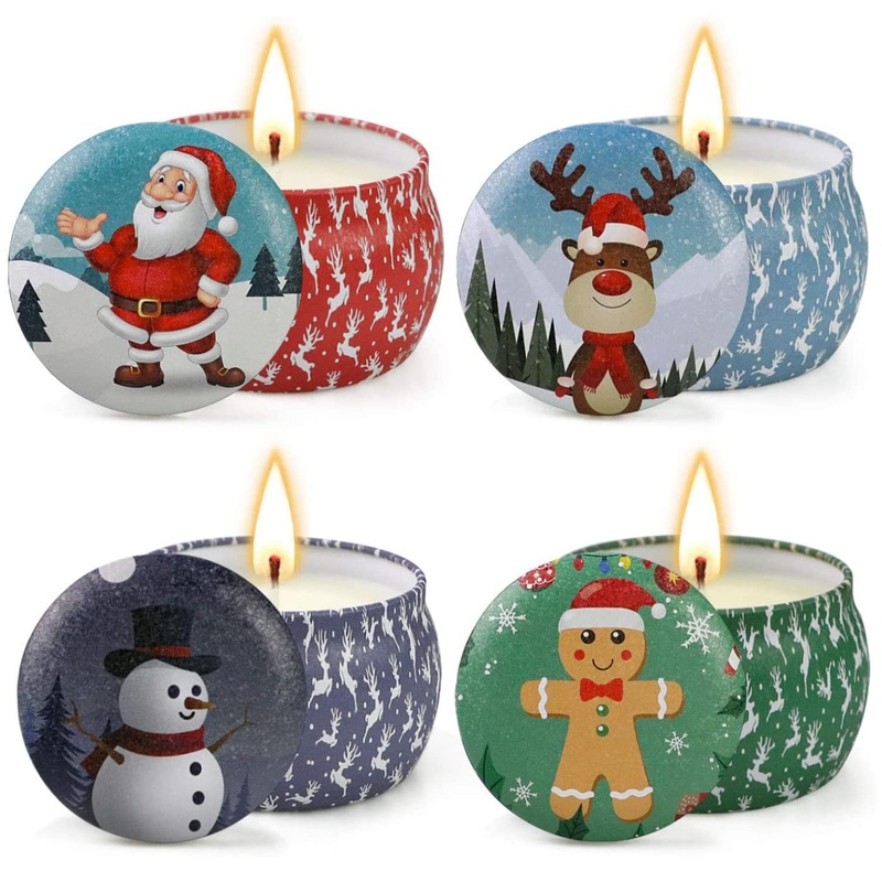 Christmas fragrance candles apple cinnamon gingerbread lavender 4 pack aromatherapy candles soy wax candles Christmas gift set sweet decorative candles fragrance candles Small gift set set gifts for women