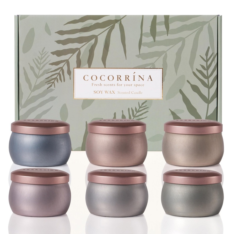 Cocorr na fragrance candles gift set – 6 x 110g soy wax candle natural and long -lasting up to 20 hours per candle for Mother’s Day Christmas birthday aromatherapy bathroom yoga aromaterapia 6 pieces