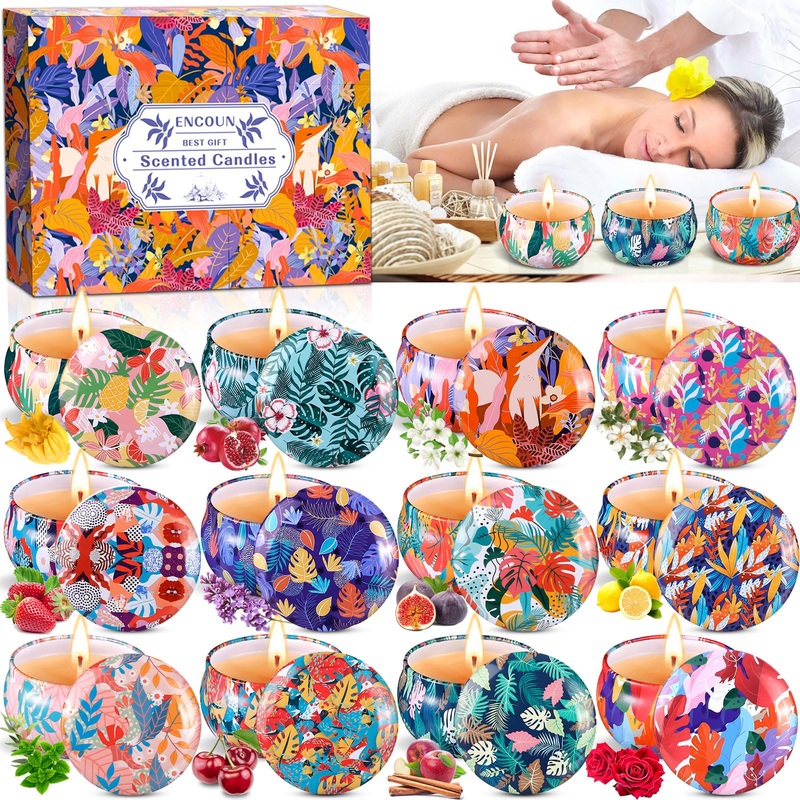 Encoun 12PCs fragrance candles scented candles gift set for women fragrance candles set soy wax aromatherapy candles candles gift set for bathroom yoga mother’s day Christmas birthday Valentine’s Day