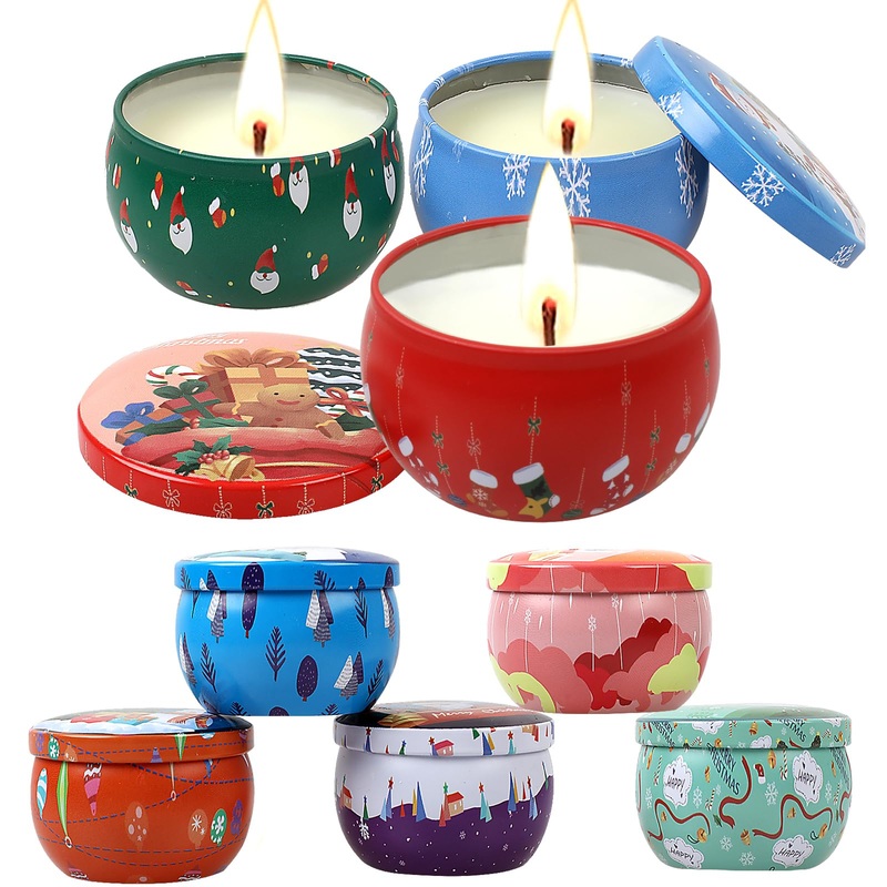 Fragrance candle gift set Christmas candle 100% natural soy ore for Christmas Mother’s Day yoga stress relief Valentine’s Day birthday aromatherapy (8 pack) 8 pieces Christmas