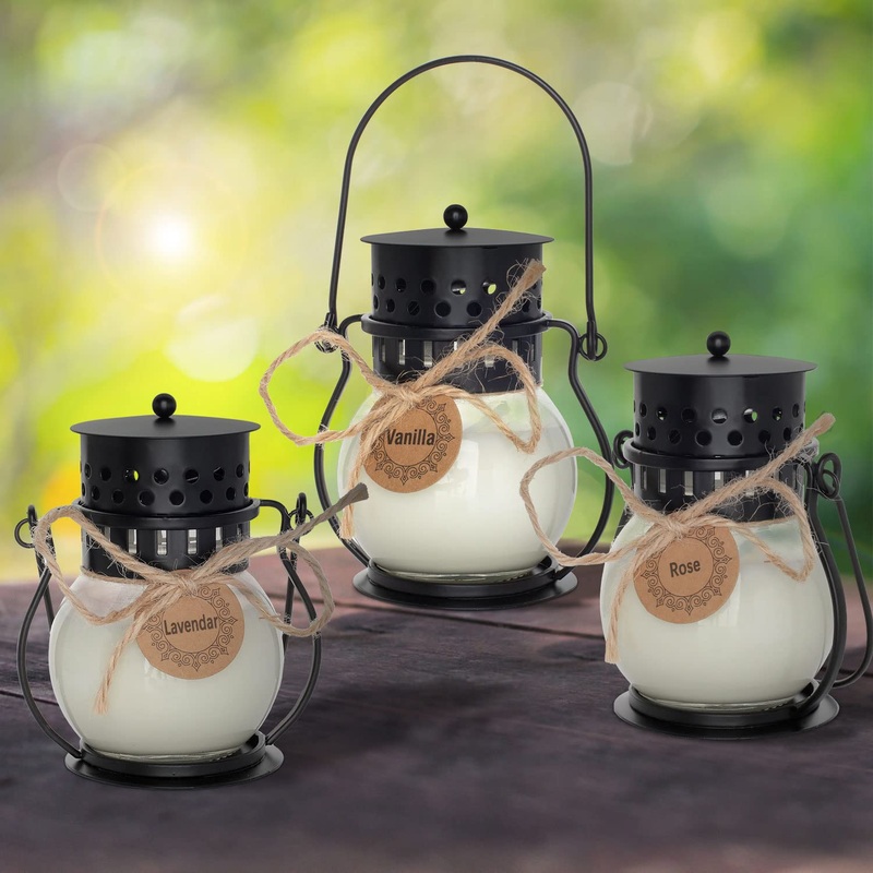 Fragrance candles 3 pieces of candles for women soy wax aromatherapy candles in a mini-lantern for Mother’s Day Christmas Valentine’s Day Yoga Lavendel Vanilla (3 x 2.5oz)