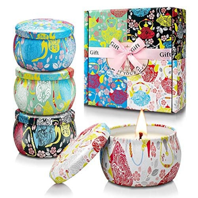 Fragrance candles 5.65 oz *4 soy wax candles set for aromatherapy gift for women mother stress Valentine’s Day birthday wedding Christmas floreal floral candle 4-part set