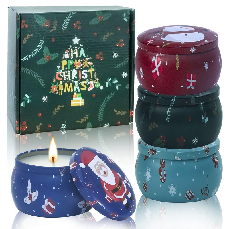Fragrance candles Christmas gifts set for women: 4 pieces of aromatherapy candles for home fragrance candle stress loss fragrance candle natural soy wax for birthday day lavender vanilla orange rose f04 Christmas