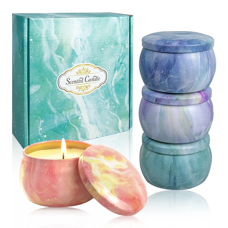 Fragrance candles Gift 4 Pack: 4.4 oz soy wax aroma therapy candle strongly fragrant essential oils for stress relief Christmas birthday Mother’s Day gift candles decoration & bathroom f01 starry sky