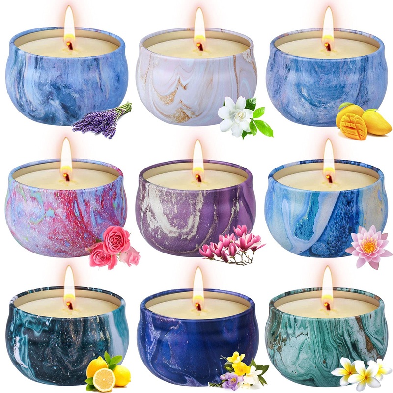 Fragrance candles gift set 9 pieces for women ofun natural soy wax aromatherapy candle. Candlable travel candle for stress relief relaxation yoga bathroom home decor birthday Christmas weddings classic style