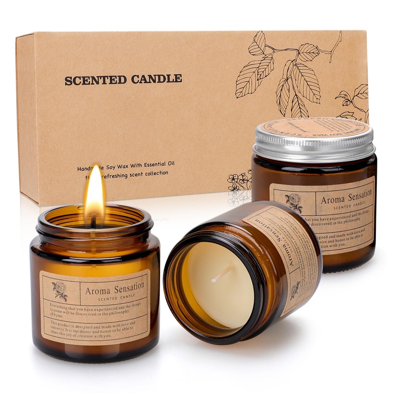 Fragrance candles gift set for women 3 different scents aromatherapy candles for stress relief soy wax candles gifts for mother Christmas birthday Valentine’s Day meditation bathroom yoga