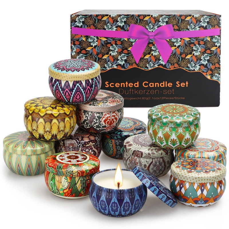 Fragrance candles gift set for women aromatherapy candles for home 12 pieces of soy wax glass candles Mother’s day birthday stress reduction gifts 12-part candlestick set