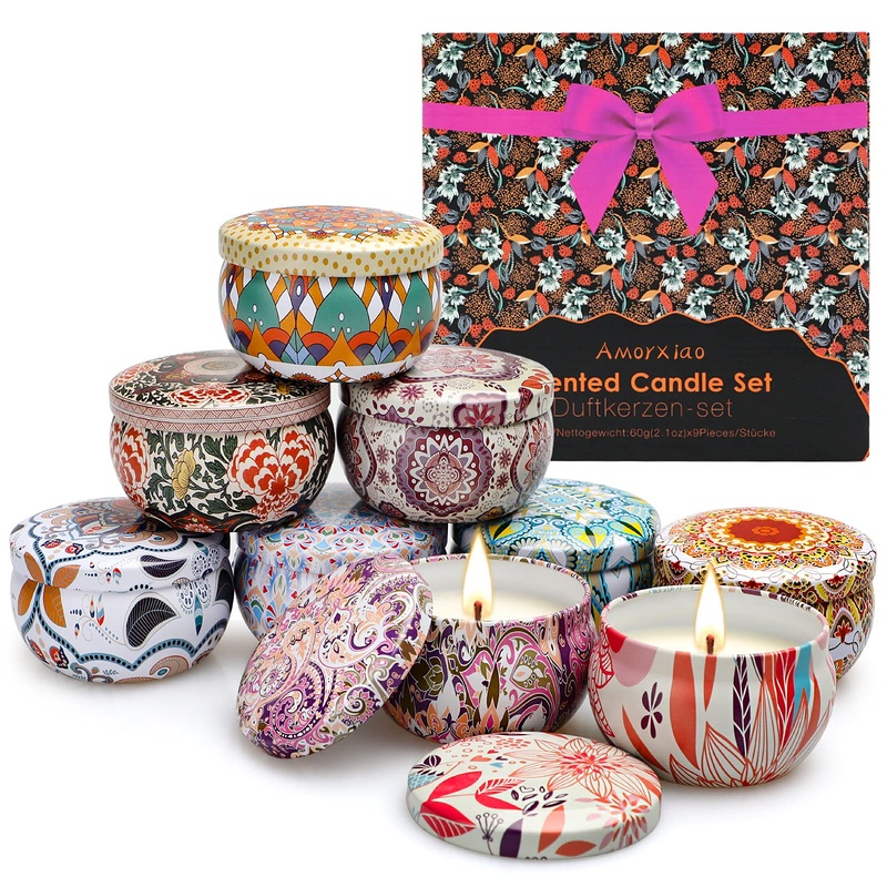 Fragrance candles gift set for women aromatherapy for home 9 pieces 70 g soy wax gift for Mother’s Day birthday stress relief sandalwood popular set of 9