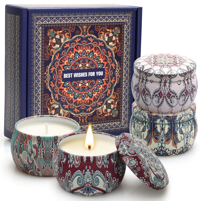 Fragrance candles gifts for women gift for Valentine’s Day 4 packs fragrance candles gift set 508g natural soy wax aromatherapy candles for stress relief and relaxation of the body for women No.2